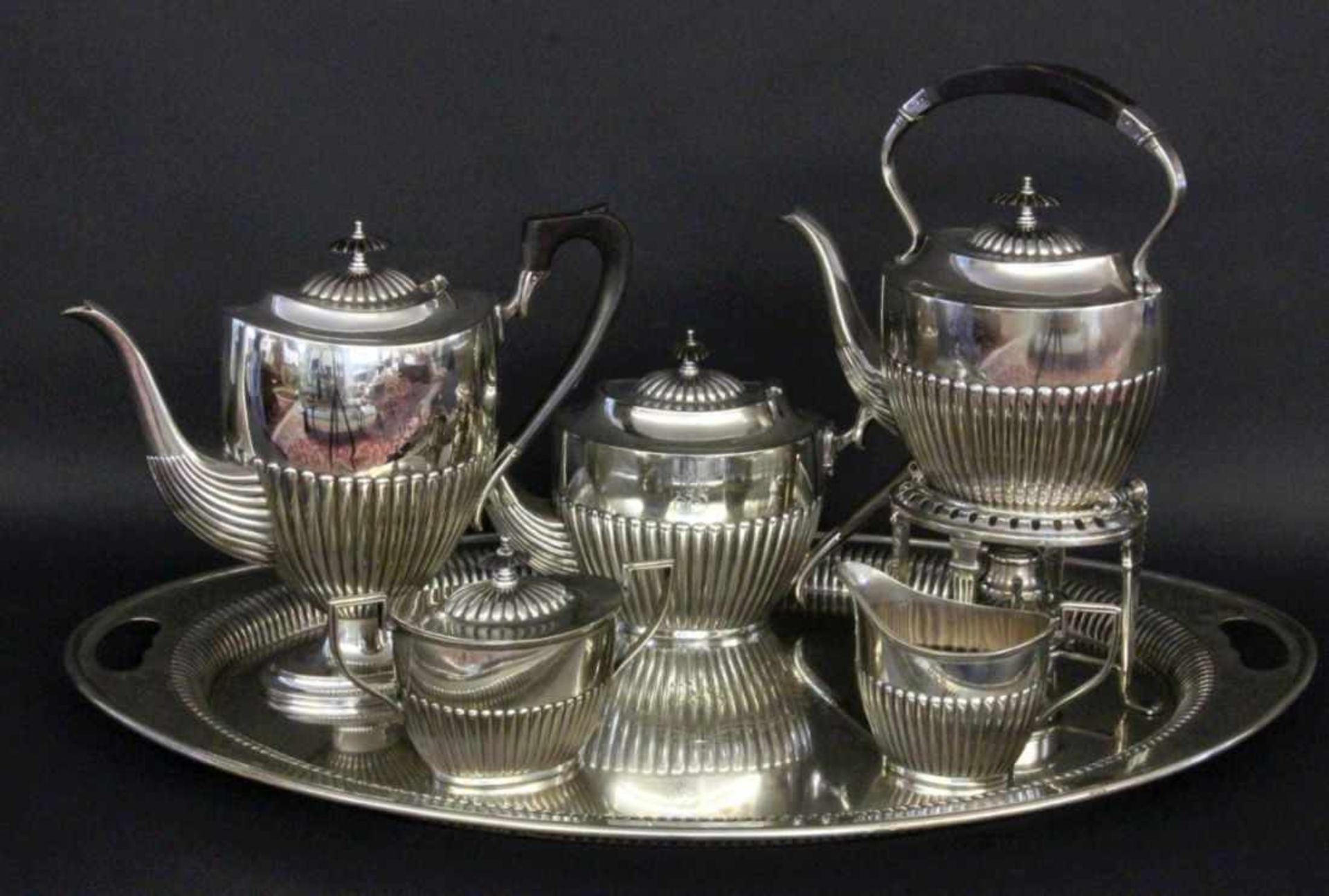 A WMF TEA AND COFFEE SERVICE Geislingen circa 1900 Complete service consisting of coffee