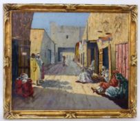 LANGRUNE, BERNARD Carcassonne 1889 - 1961 Paris A Street in Biskra. Oil on panel, signed