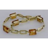 A BRACELET 585/000 yellow gold with citrines. 20 cm long, gross weight approx. 16.6 grams.