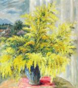 LOEB, CECIL French painter, 20th century Still Life With Laburnum. Oil on canvas, signed. 91x81cm.