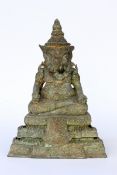 GANESHA Thailand, Rattanakosin-style Bronze figure of the elephant god Ganesha on astepped pedestal.