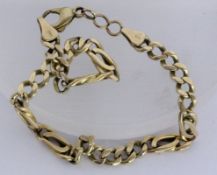 A HEAVY BRACELET 585/000 yellow gold with carabiner clasp. 23 cm long, approx. 15.7 grams. Keywords: