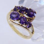 A LADIES RING 585/000 yellow gold with 6 amethysts. Ring size 56, gross weight approx. 6.2