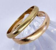 A PAIR OF WEDDING RINGS 585/000 yellow gold. Ring size 58, gross weight approx. 5 grams.