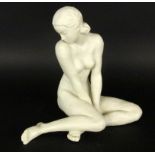 A CROUCHING WOMAN Rosenthal, Kunstabteilung Selb 1941 Sitting female nude made of white