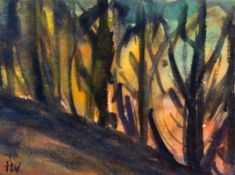 WESTERMANN, HELMUT 20th century Forest Landscape in the Evening Light. Watercolour,