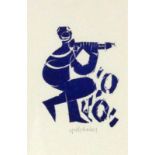 GRIESHABER, HAP Rot an der Rot 1909 - 1981 Achalm Pan. Woodcut, blue, 1980. Hand signed.