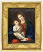 SAINT'S PAINTER South German circa 1800 Madonna with Child. Oil on canvas, 42.5 x 31.5 cm,