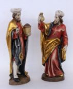 COSMAS AND DAMIAN 20th century Two carved, coloured and gilt wooden sculptures of the holy