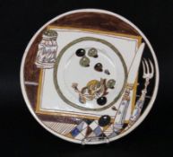 DITTRICH, SIMON Teplitz-Schonau 1940 Wall plate. Reddish ceramic, glazed and colourfully