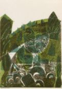 GRIESHABER, HAP Rot an der Rot 1909 - 1981 Achalm Threat. Woodcut, sepia, chrome oxide