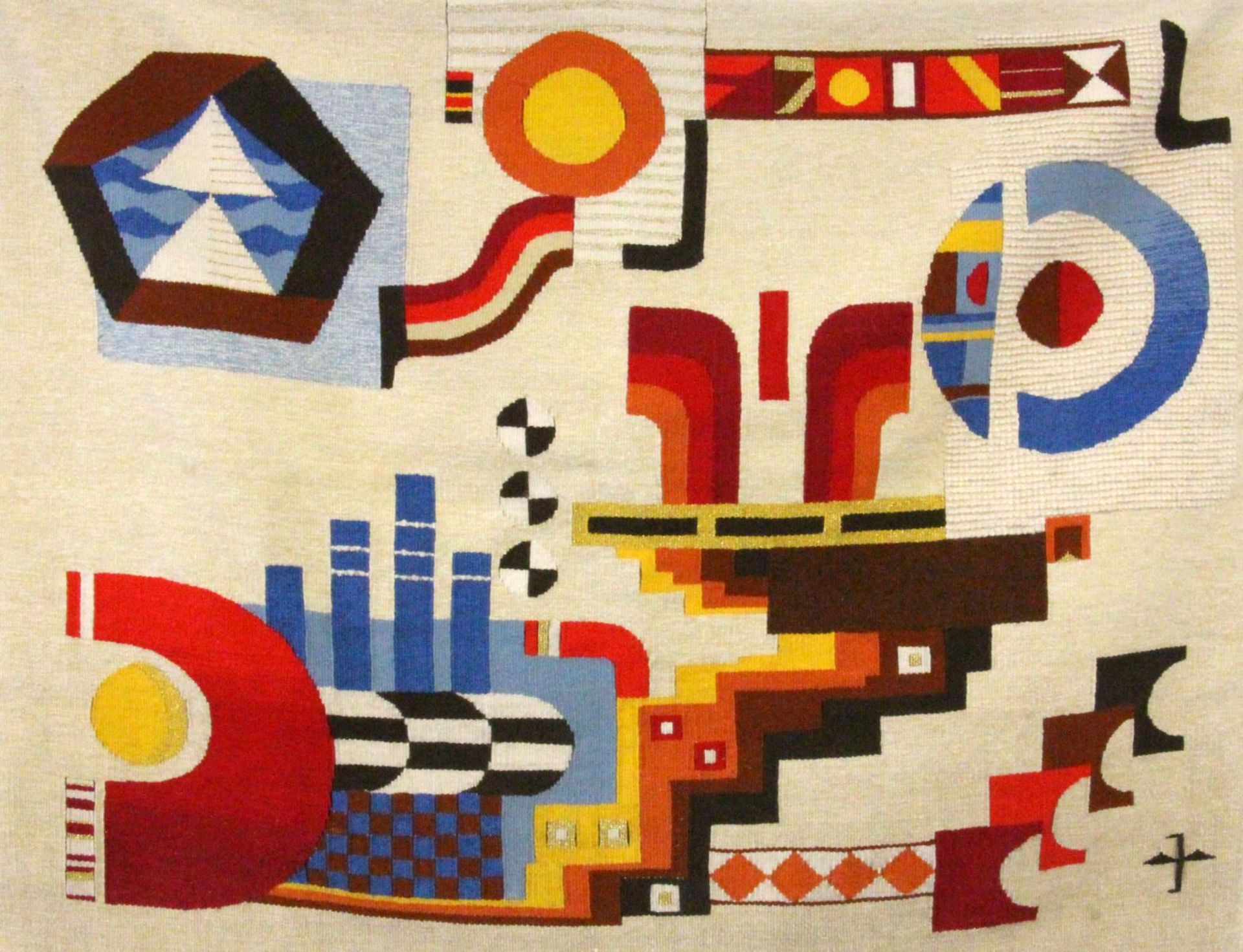 AN ARTIST CARPET BY INES MACK ''Nautica'', 1982. 150 x 115 cm. With original invoice for