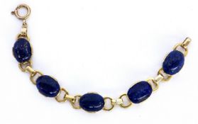 A BRACELET Silver gold-plated with lapis lazuli cabochons. 15 cm long. Keywords: