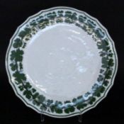 A CAKE PLATE Meissen circa 1900 Green vine leaves decoration. Blue crossed swords mark,