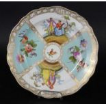 A WALL PLATE Meissen circa 1900 Light blue background with rich gold staffage and coloured