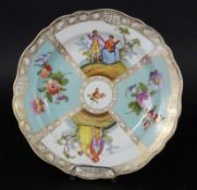 A WALL PLATE Meissen circa 1900 Light blue background with rich gold staffage and coloured