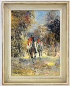 GSCHOSSMANN, LUDWIG Munchen 1913 - 1988 Tegernsee St. Hubert's Chase. Oil on canvas,