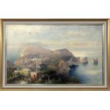 HILLER, HEINRICH 1846 - Berlin - 1912 View Over Capri. Oil on canvas, signed. 62 x 108 cm,