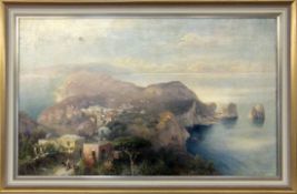 HILLER, HEINRICH 1846 - Berlin - 1912 View Over Capri. Oil on canvas, signed. 62 x 108 cm,