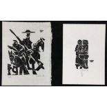 WILLAND, DETLEF Heidenheim 1935 Don Quixote and Sancho Panza - Embrace. 2 woodcuts, each