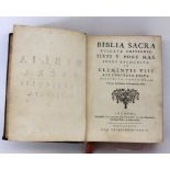 BIBLIA SACRA Sumptibus Fraterum Bryset, Lugduni (Leiden), 1743 Bible in Latin. Leather