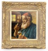 TRATTMANN, JOSEF 20th century Bearded Farmer with a Wine Glass. Oil on panel, signed