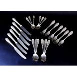 A CUTLERY SET Russia, 20th century 875/000 silver. 24 pieces, complete for 6 people.