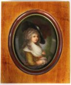 A PORCELAIN MINIATURE circa 1900 Finely painted depiction of Georgiana, Duchess of