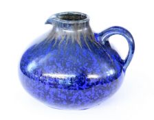 A WENDELIN STAHL DESIGNER VASE Hohr-Granzhausen. Ceramic with black and blue crystal