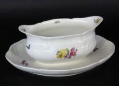 A GRAVY BOAT ''NEUZIERAT'' KPM Berlin, 20th century Fine painting with colourful flowers.