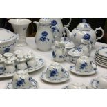 A FURSTENBERG TEA AND COFFEE SERVICE ''Lottine'' decor. Blue underglaze floral decoration.