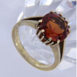 A LADIES RING 585/000 yellow gold with Madeira citrine. Ring size 57, gross weight approx.