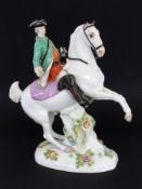 HUNTER ON HORSEBACK Meissen 1924-1934 Saxon Hussar, so-called Prince of Dessau, in a green