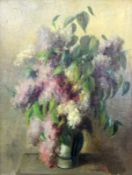 FALLER, LEO Freiburg 1902 - 1969 Karlsruhe Lilac in the Vase. Oil on panel, signed. 67 x