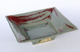 DAVID FRITH Brookhouse Pottery, Wales Carre bowl made of grey-green glazed ceramic with brown