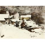 AIME, TINO 1931 - Cuneo - 2017 Farm in the Snow. Watercolour, signed and dated (19)91.
