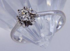 A LADIES RING 585/000 white gold with a brilliant cut diamond solitaire of approximately