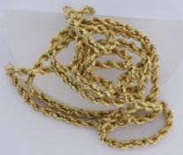 A CORD NECKLACE 585/000 yellow gold. 90 cm long, approx. 27 grams. Keywords: jewellery,