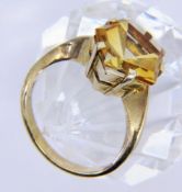 A LADIES RING 585/000 yellow gold with citrine. Ring size 57, gross weight approx. 5.6