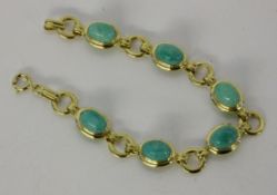 ARMBANDSilber vergoldet mit Amazoniten. L.17cmA BRACELET Silver, gold-plated with amazonites. 17