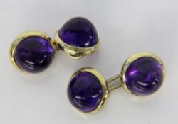 PAAR MANSCHETTENKNÖPFE585/000 Gelbgold mit Amethysten. Brutto ca. 10,24gA PAIR OF CUFFLINKS 585/