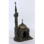 WIENER BRONZE "MOSCHEE"Mit Muezzin auf dem Minarett und betendem Araber im Inneren. Bemalt. Mit