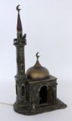 WIENER BRONZE "MOSCHEE"Mit Muezzin auf dem Minarett und betendem Araber im Inneren. Bemalt. Mit