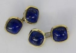 PAAR MANSCHETTENKNÖPFE585/000 Gelbgold mit Lapislazuli. Brutto ca. 7,94gA PAIR OF CUFFLINKS 585/