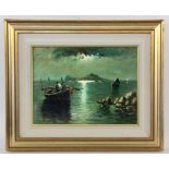 COLUCCI, A.Italienischer Maler, 20.Jh. Fischerboot vor Capri im Mondschein. Öl/Lwd., signiert.