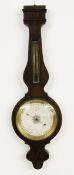 WETTERSTATIONFrankreich um 1900 Holzgehäuse mit Thermometer und Barometer. H.95cm. AltersschädenA