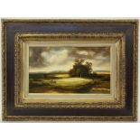 DE LAMARE20.Jh. Weite Landschaft mit Pferdefuhrwerk und Reiter. Öl/Holz, signiert. 22x38,5cm, Ra.