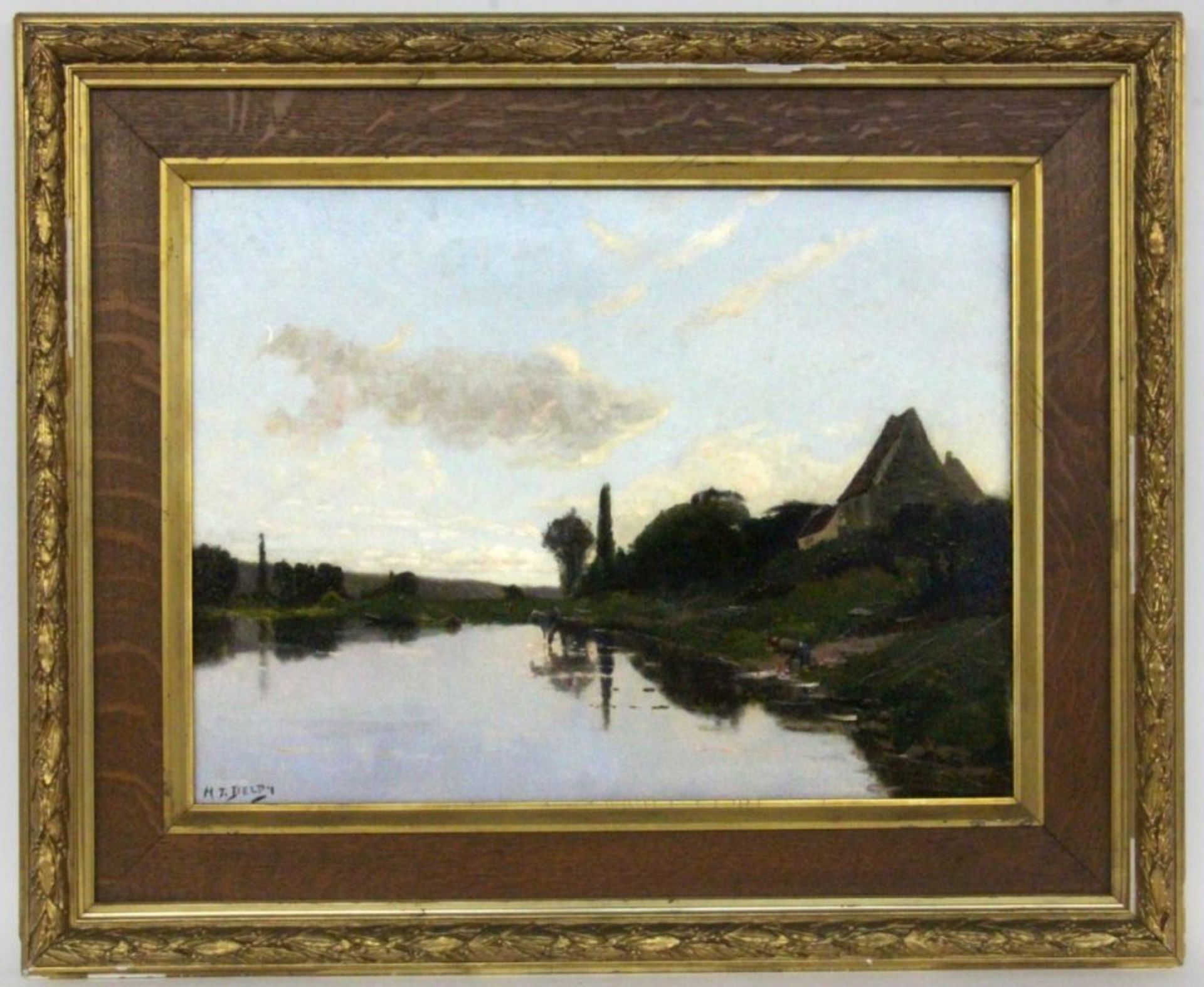 DELPY, HENRI JACQUESBois-le-Roi 1877 - 1957 Paris. Flusslandschaft bei Sonnenuntergang. Öl/Lwd.,