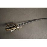 19THC AMERICAN LIGHT CAVALRY SABRE 81.5CM CURVED FULLERED BLADE, BRASS BASKET HILT WITH WIRED HIDE