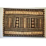 Tribal interest, a Pacific Islands, possibly Fijian Tapa Bark Cloth, decorated in earth tones with s